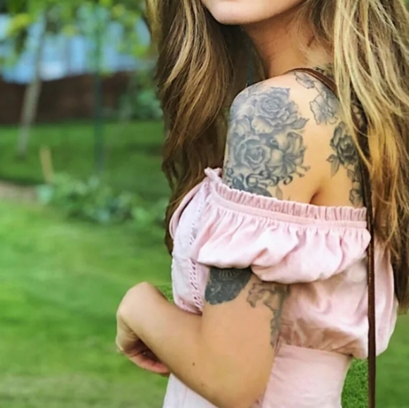 Lulu's Blush Pink Embroidered Off Shoulder Mini Dress S - Picture 6 of 7